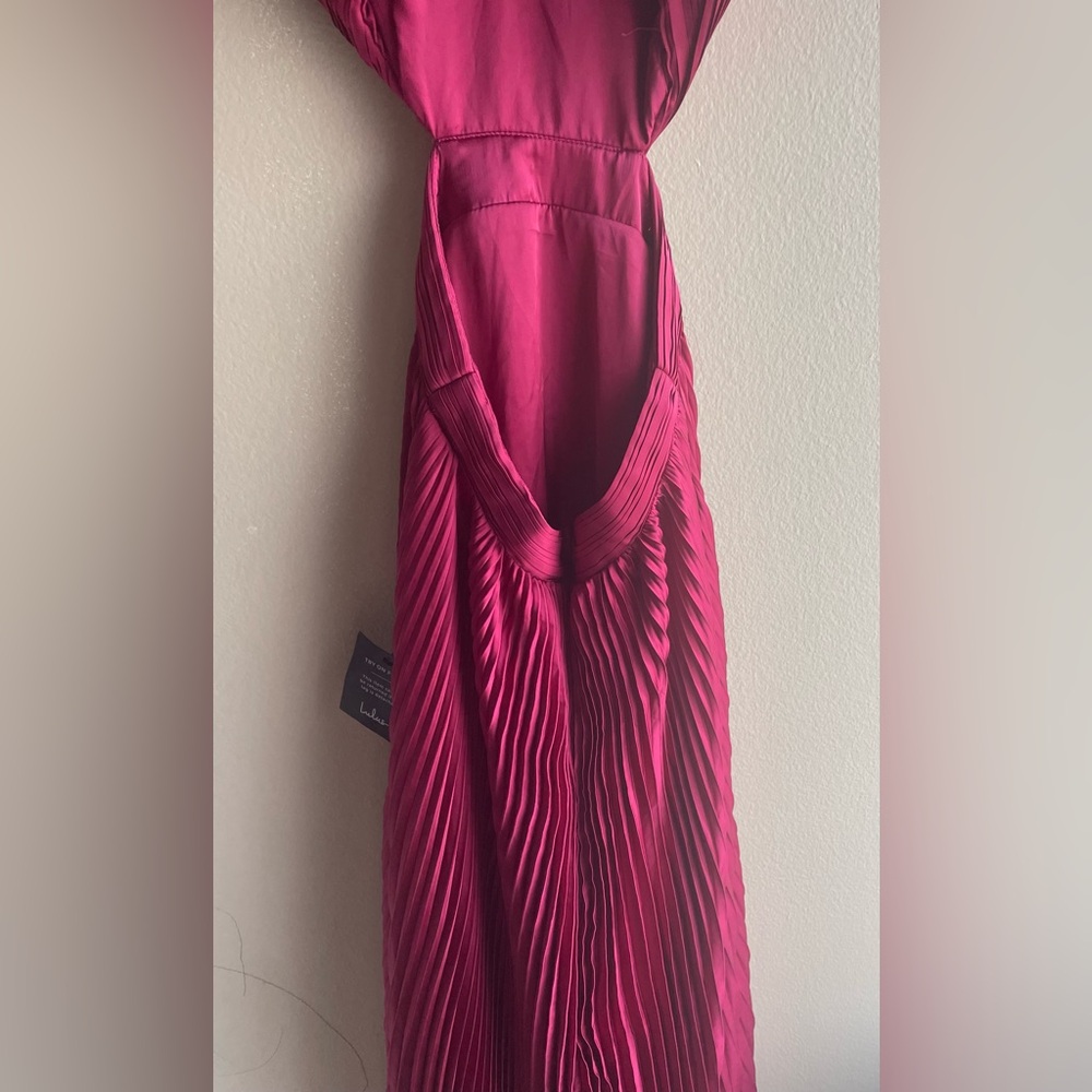 New Lulus Got the Glam Wine Red Pleated Cutout Maxi Dress Small - Picture 15 of 16
